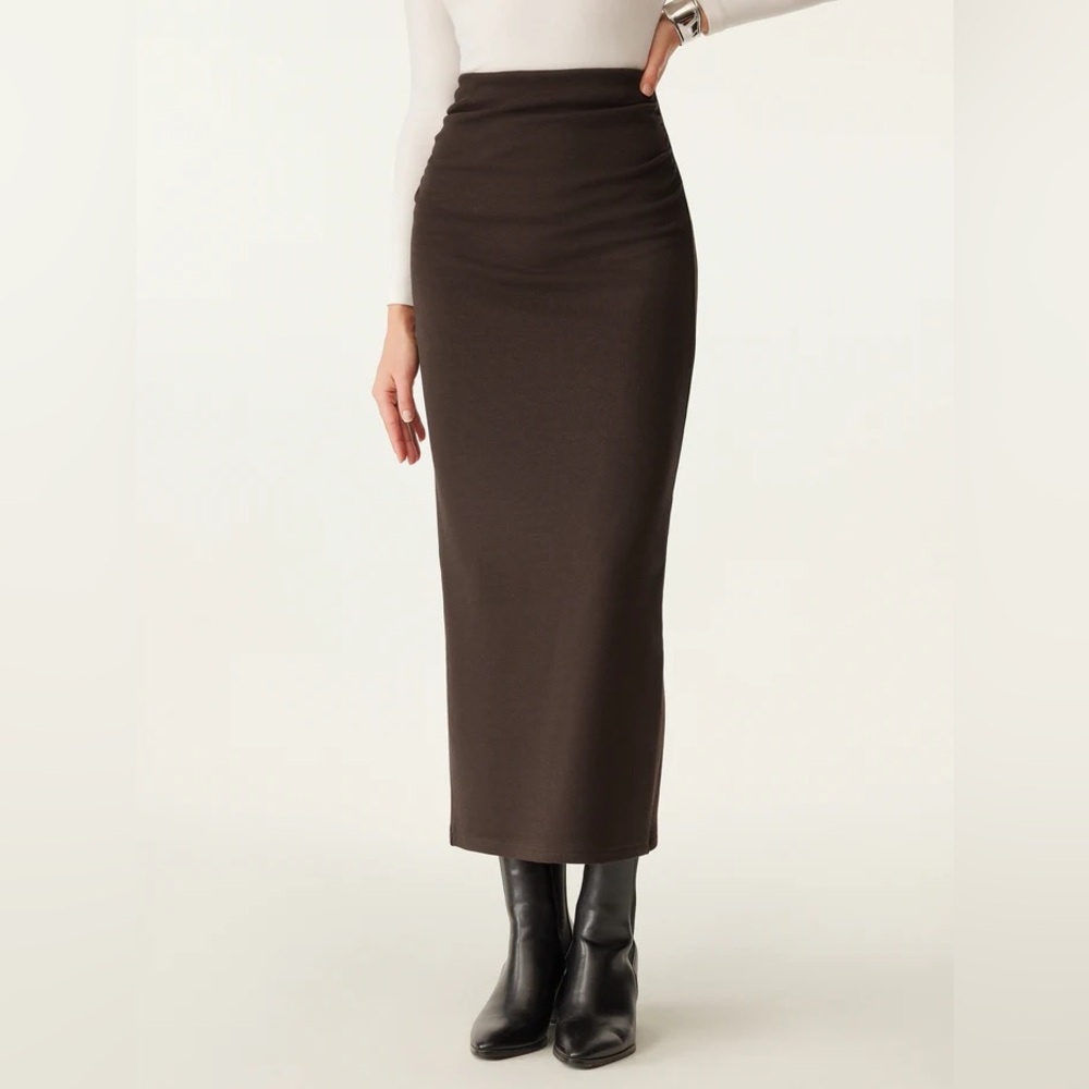 NWT MaxWarm Ruched Side Pencil Maxi Skirt
